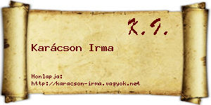 Karácson Irma névjegykártya