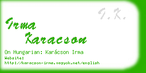 irma karacson business card